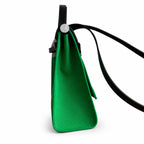 Herbag 31cm Saddle-Inspired Canvas Body with Leather Handle and Shoulder Strap — Streamlined Saddle-Inspired Handbag