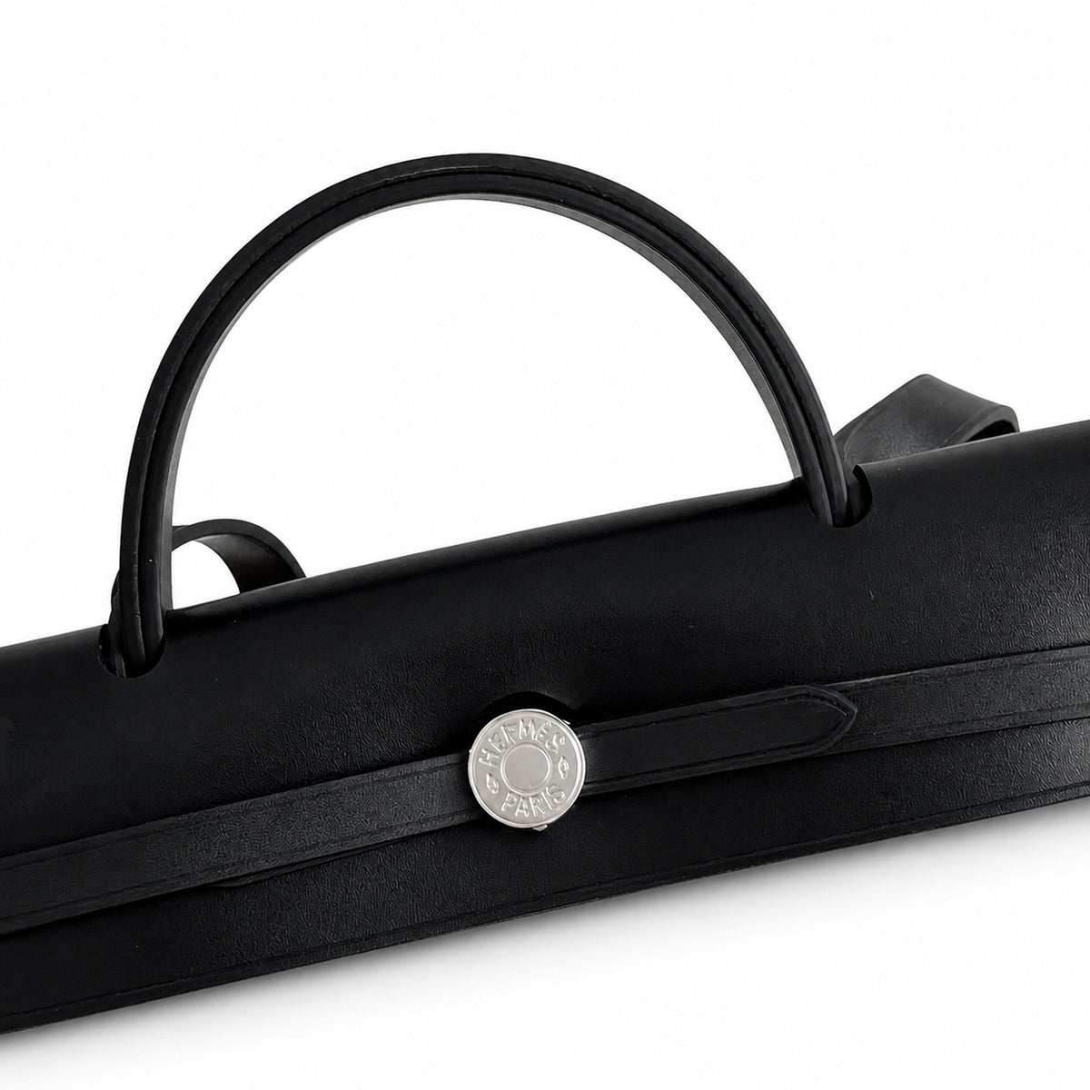 Refined Canvas Body with Leather Details: Herbag 31cm Saddle-Inspired Canvas Body with Leather Handle and Shoulder Strap