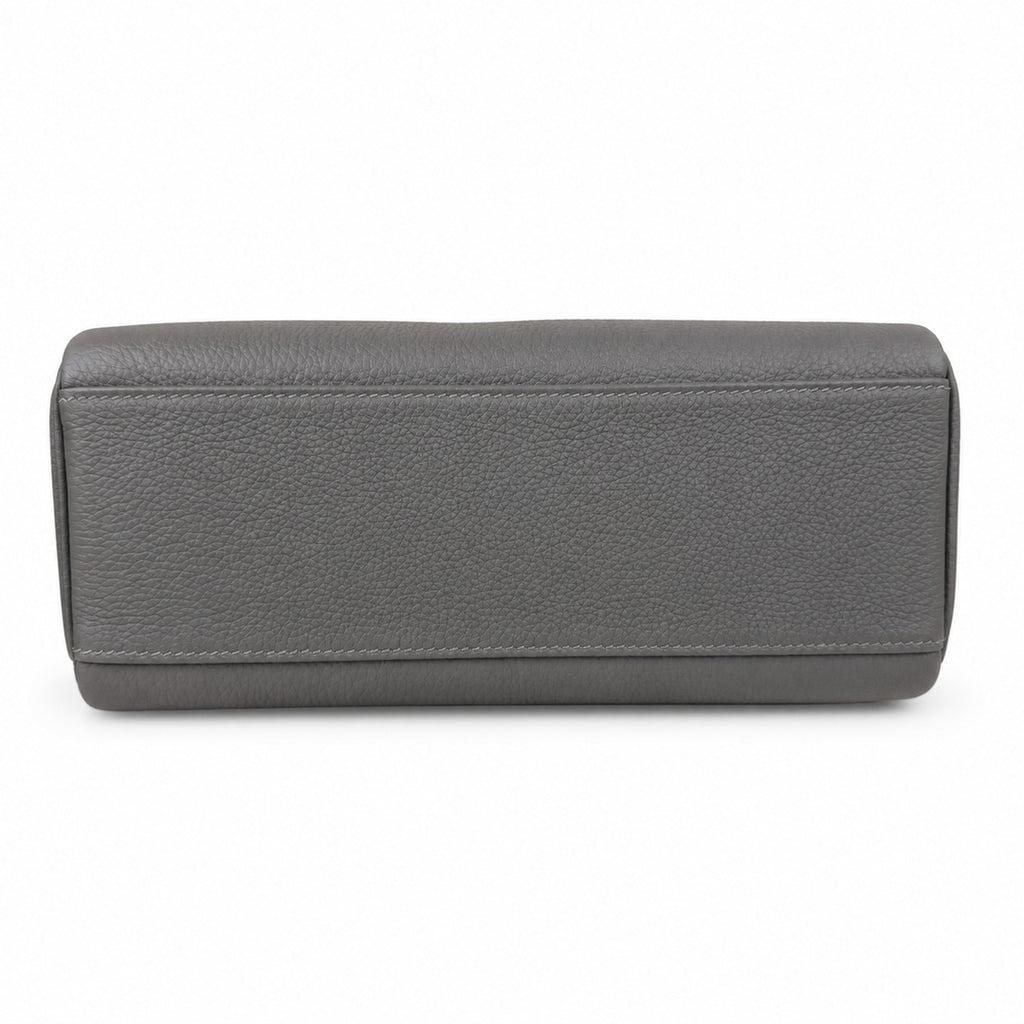 Kelly Messenger messenger bag for men and women, pewter gray Silver Buckle, imported leather, all-steel hand-waxed thread, the highest — Refined Top-Handle Bag