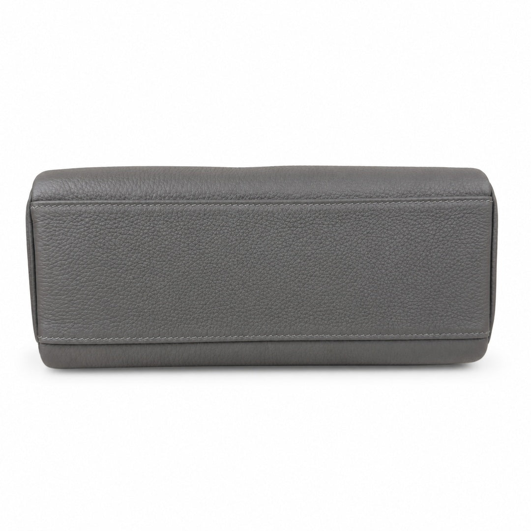 Kelly Messenger messenger bag for men and women, pewter gray Silver Buckle, imported leather, all-steel hand-waxed thread, the highest — Refined Top-Handle Bag