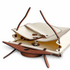 Herbag 31cm Saddle-Inspired Canvas Body with Leather Handle and Shoulder Strap — Canvas Body and Leather Trim Design