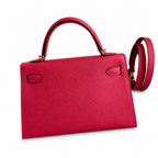 handmade Mini Kelly II 19cm imported Epsom Leather ultimate Pink Gold Buckle — Sophisticated Small-Scale Bag