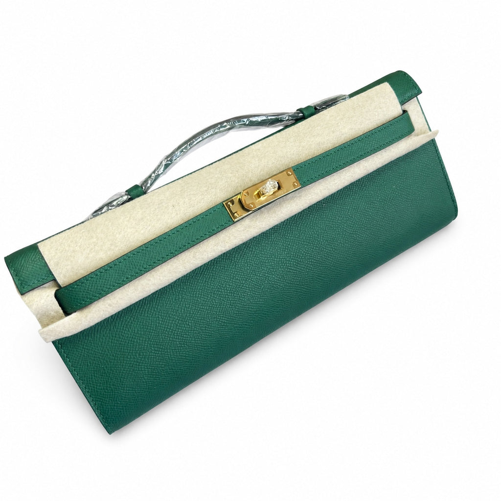 Kelly Cut 31 Clutch Epsom Leather Malachite Green — Distinctive Slim Carry Style