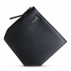 Kelly 22cm in Black Epsom Leather with Silver Buckle Handmade — Sophisticated Carry Design