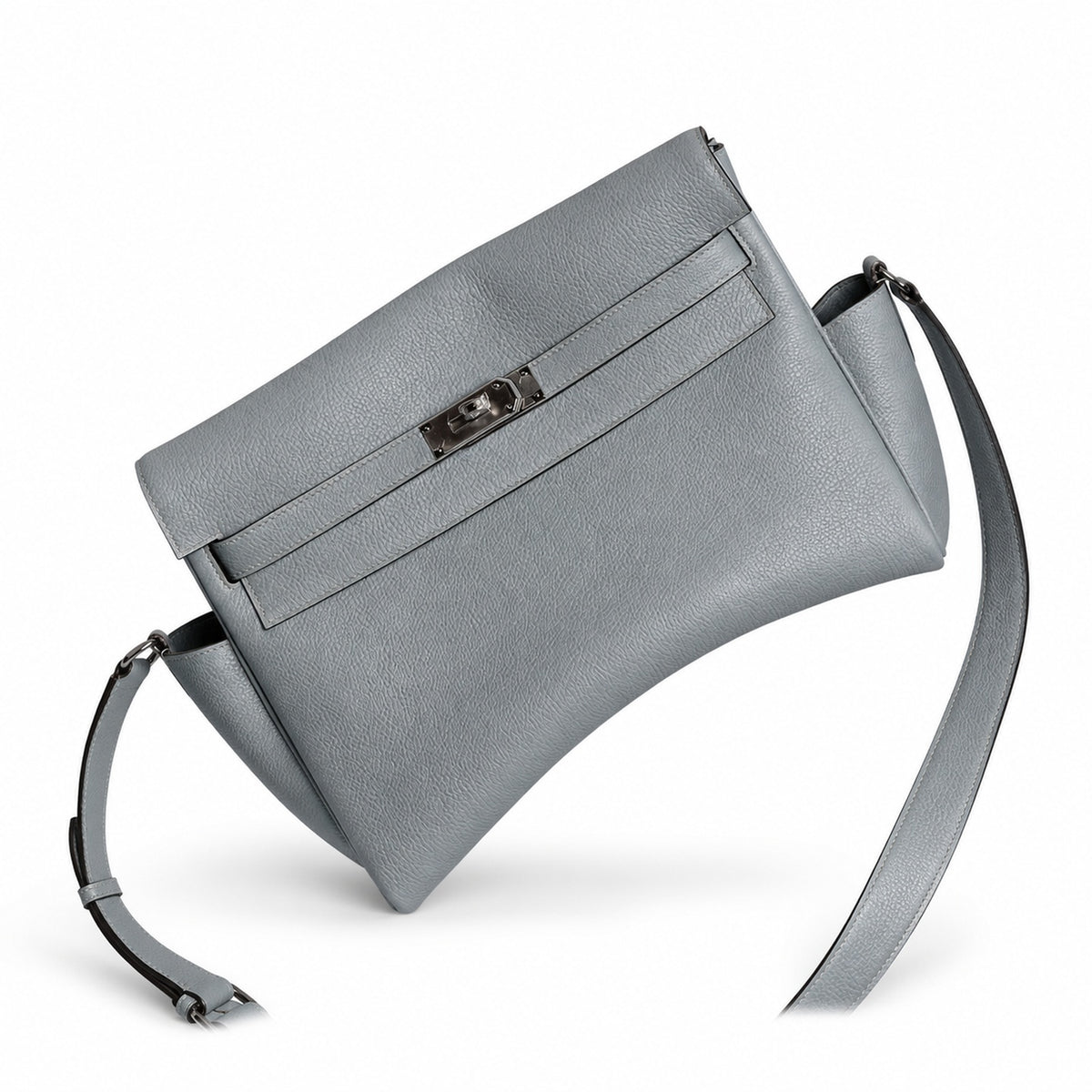 Kelly Messenger messenger bag large size, linen blue Togo Leather, Pre-order Togo calfskin messenger bag. - Flap with swivel hardware - Large — Distinctive Hand-Carry Bag