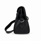 Kelly Messenger messenger bag for men and women, Black Silver Buckle, imported leather, all-steel hand-waxed thread, the highest cost-effectiveness — Versatile Structured Bag