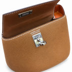 handmade Second generation Kelly 19cm imported Epsom Leather earthy yellow Gold and Silver Buckle — Sophisticated Small-Scale Bag