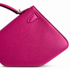handmade Mini Kelly II 19cm imported Epsom Leather Rose Purple Silver Buckle — Compact Top-Handle Bag