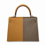 Kelly in Blue Epsom Leather with Silver Buckle Handmade — Polished Structured Handbag