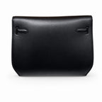Kelly Depeches25 Black Silver Box Leather — Structured Hand-Carry Clutch