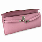 Kelly cut 31 handbag Epsom mallow purple Silver Buckle — Versatile Flat Handbag