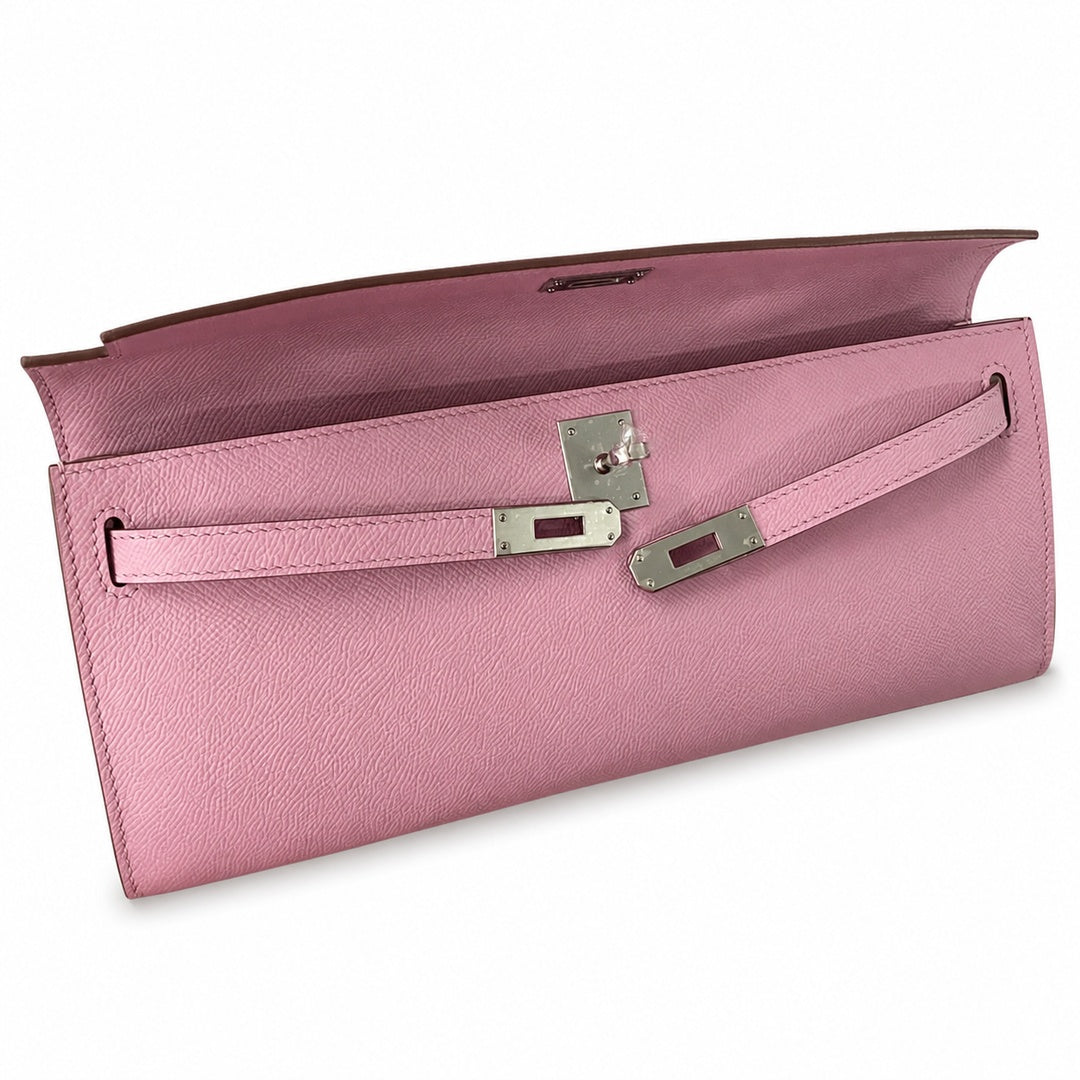 Kelly cut 31 handbag Epsom mallow purple Silver Buckle — Versatile Flat Handbag