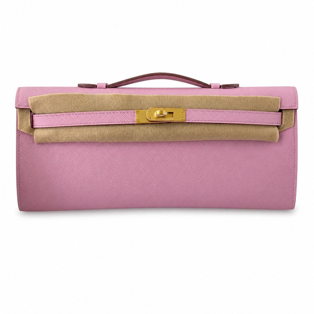 Kelly cut 31 handbag Epsom mallow purple Gold Buckle — Sophisticated Evening Clutch