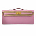Kelly cut 31 handbag Epsom mallow purple Gold Buckle — Sophisticated Evening Clutch