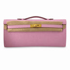 Kelly cut 31 handbag Epsom mallow purple Gold Buckle — Sophisticated Evening Clutch
