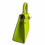 handmade Mini Kelly II 19cm imported Epsom Leather candy green Gold and Silver Buckle — Sophisticated Small-Scale Bag