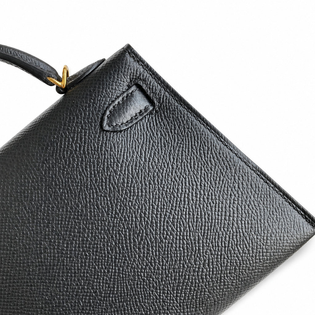 Mini Kelly II 19cm Epsom Leather Black Gold Buckle — Refined Mini Handbag