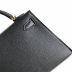 Mini Kelly II 19cm Epsom Leather Black Gold Buckle — Refined Mini Handbag