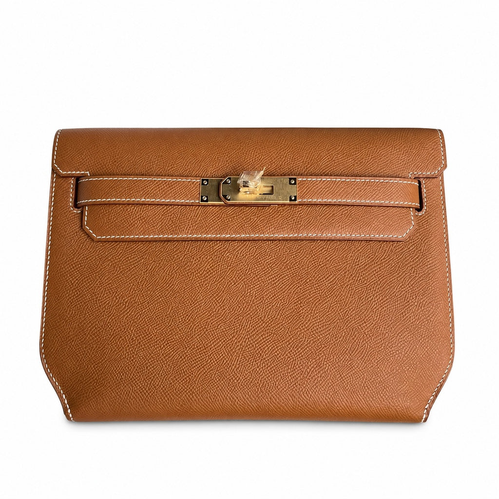 Kelly depeches25 Golden Brown Epsom Gold Buckle handmade men's — Sophisticated Compact Carry