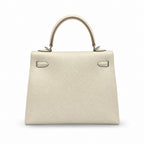Kelly 25cm in Nata Epsom Leather with Silver Buckle Handmade — Versatile Structured Bag