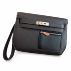Kelly Depeches 25cm Evercolor Leather with Shoulder Strap — Structured Hand-Carry Clutch