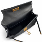 Mini Kelly II 19cm Epsom Leather Black Gold Buckle — Refined Mini Handbag