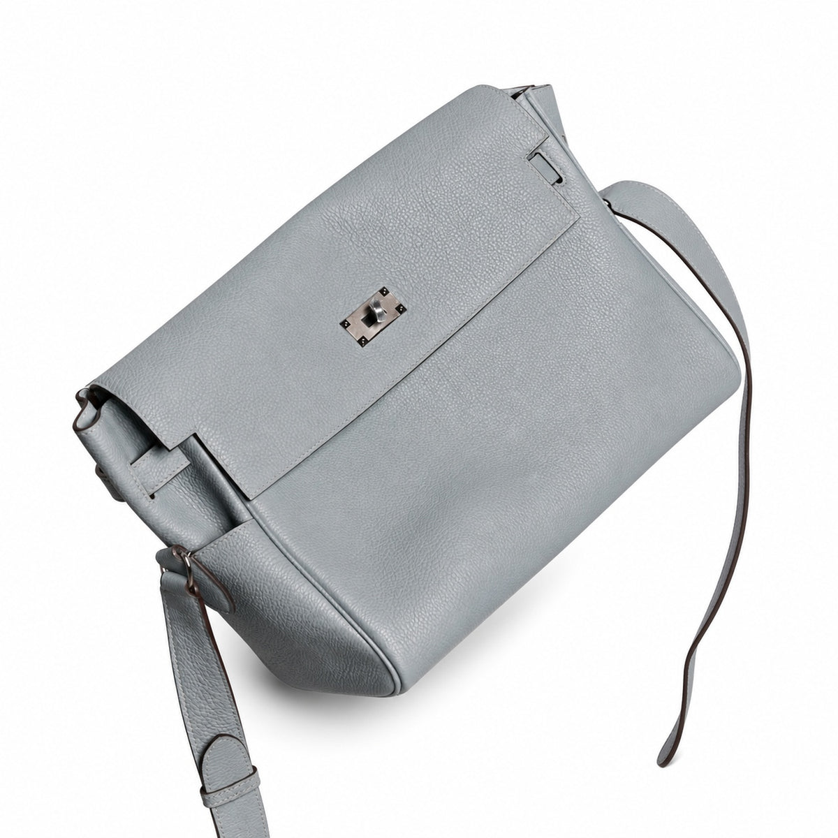 Kelly Messenger messenger bag large size, linen blue Togo Leather, Pre-order Togo calfskin messenger bag. - Flap with swivel hardware - Large — Distinctive Hand-Carry Bag