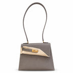 Kelly Desordre Double-Sided Epsom Leather in Elephant Gray and Gold Brown — Refined Reversible Carry Design