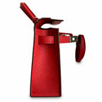 handmade Mini Kelly II 19cm imported Epsom Leather flag Red Silver Buckle — Small Structured Carry Style
