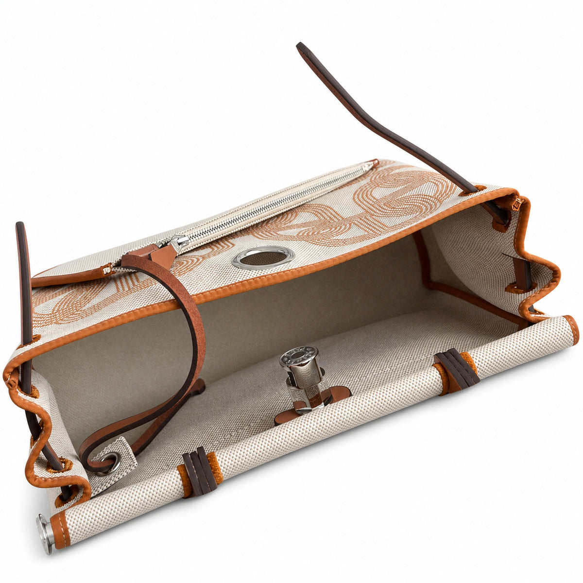 Herbag 31cm Saddle-Inspired Canvas Body with Leather Handle and Shoulder Strap — Timeless Leather-Accented Canvas Carry
