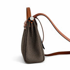 Distinctive Saddle-Inspired Handbag: Herbag 31cm Saddle-Inspired Canvas Body with Leather Handle and Shoulder Strap