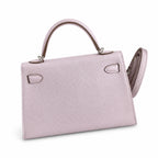 handmade Mini Kelly II 19cm imported Epsom Leather dreamy Pink and purple Silver Buckle — Small Structured Carry Style