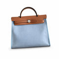 Herbag 31cm Saddle-Inspired Canvas Body with Leather Handle and Shoulder Strap — Timeless Saddle-Influenced Bag