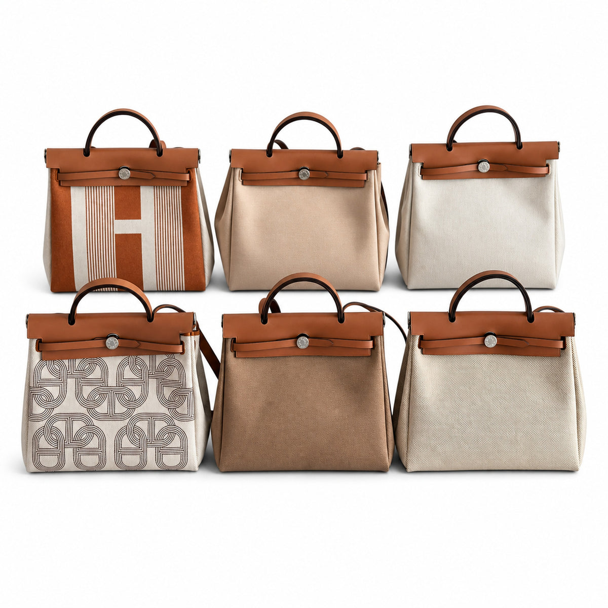 Herbag 31cm Saddle-Inspired Canvas Body with Leather Handle and Shoulder Strap — Saddle-Inspired Canvas Bag