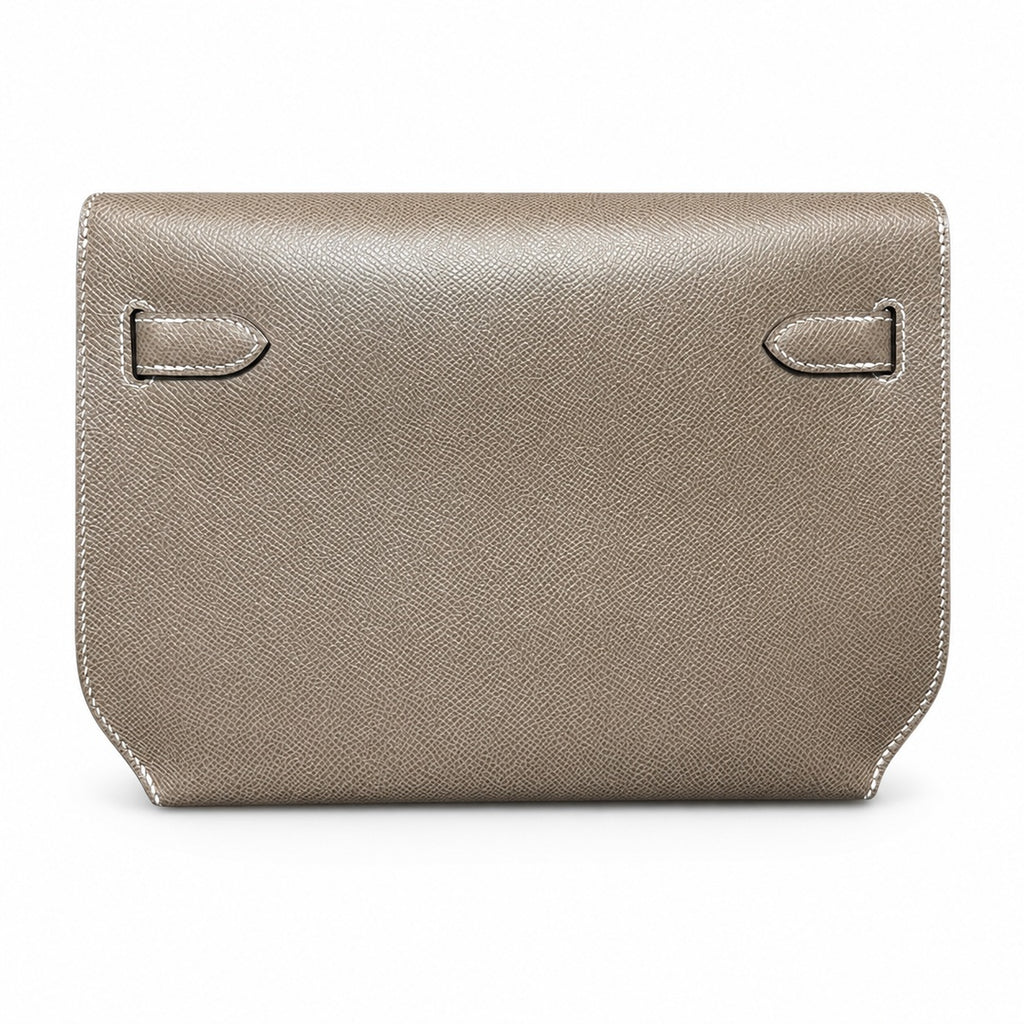 Kelly Depeches 25cm Epsom Leather 18 Etoupe Elephant Gray top handcraft — Refined Shoulder-Strap Clutch