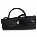 Saddle-Influenced Canvas Hand-Carry Style: Herbag 31cm Saddle-Inspired Canvas Body with Leather Handle and Shoulder Strap