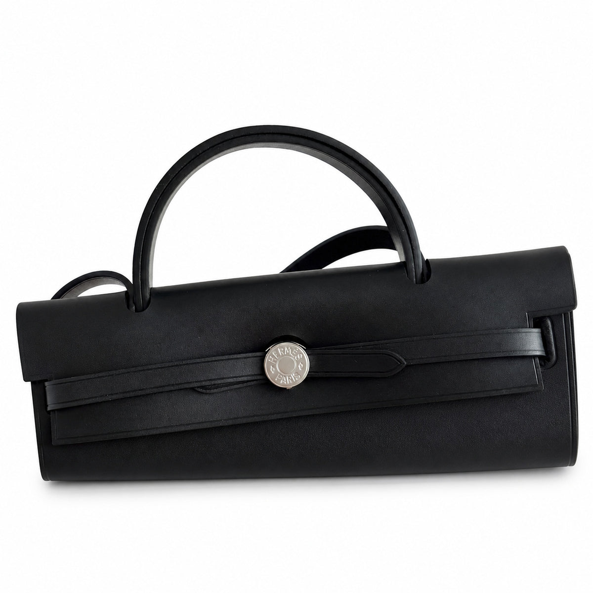 Saddle-Influenced Canvas Hand-Carry Style: Herbag 31cm Saddle-Inspired Canvas Body with Leather Handle and Shoulder Strap