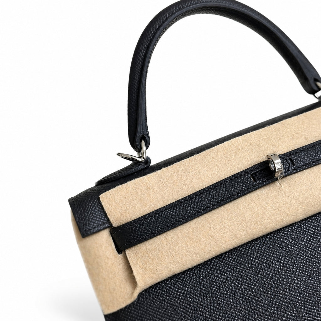 Black, Gold and Silver Buckle, Kelly 25, imported Epsom — Classic Hand-Carry Silhouette