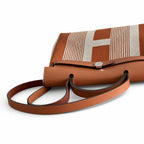 Herbag 31cm Saddle-Inspired Canvas Body with Leather Handle and Shoulder Strap — Polished Canvas-and-Leather Shoulder Style