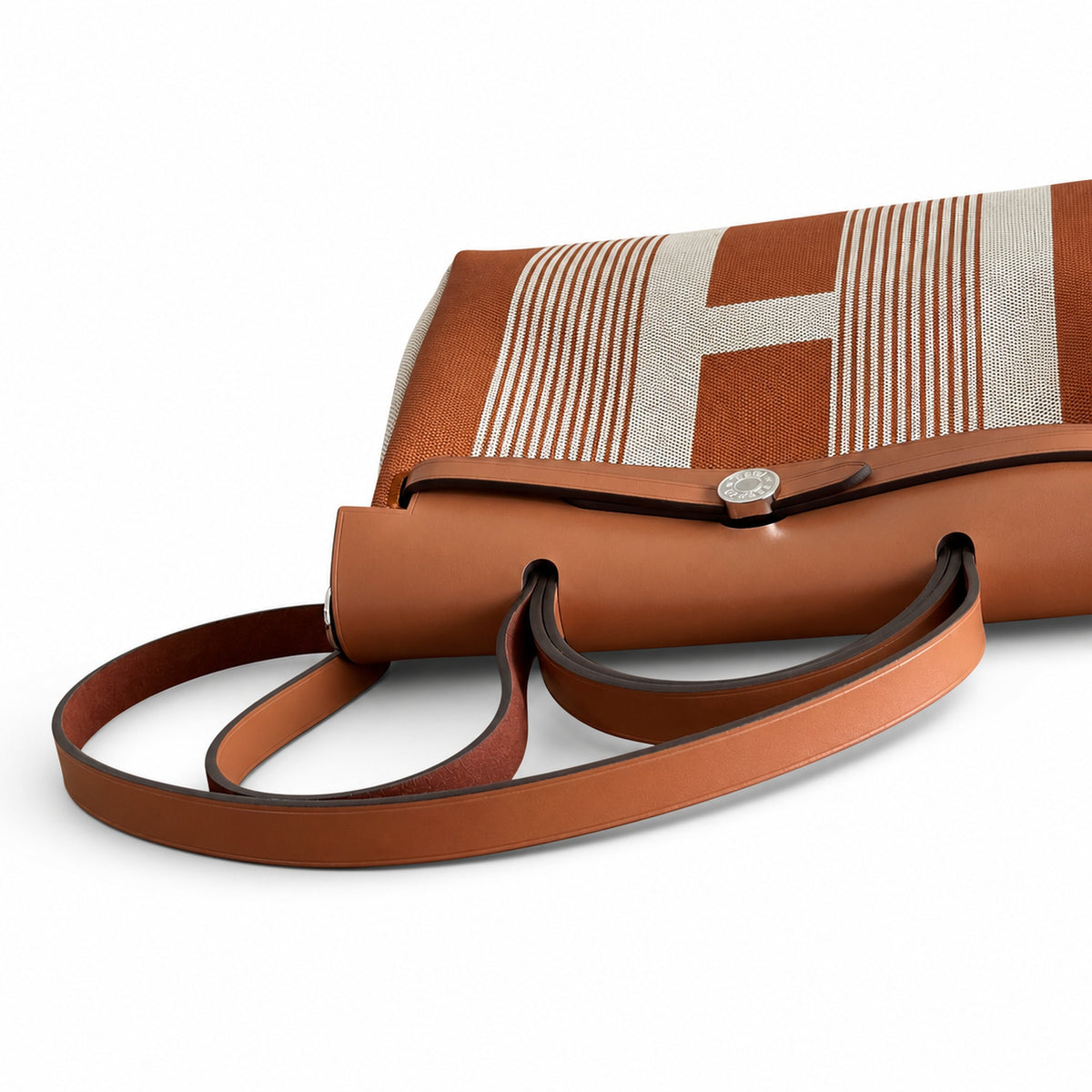 Herbag 31cm Saddle-Inspired Canvas Body with Leather Handle and Shoulder Strap — Polished Canvas-and-Leather Shoulder Style