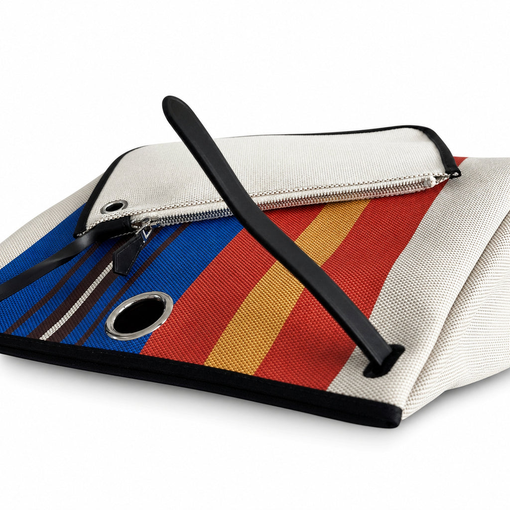 Elegant Canvas-and-Leather Bag: Herbag 31cm Saddle-Inspired Canvas Body with Leather Handle and Shoulder Strap