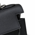 Timeless Top-Handle Design: Kelly 32cm in Black Epsom Leather with Silver Buckle Handmade