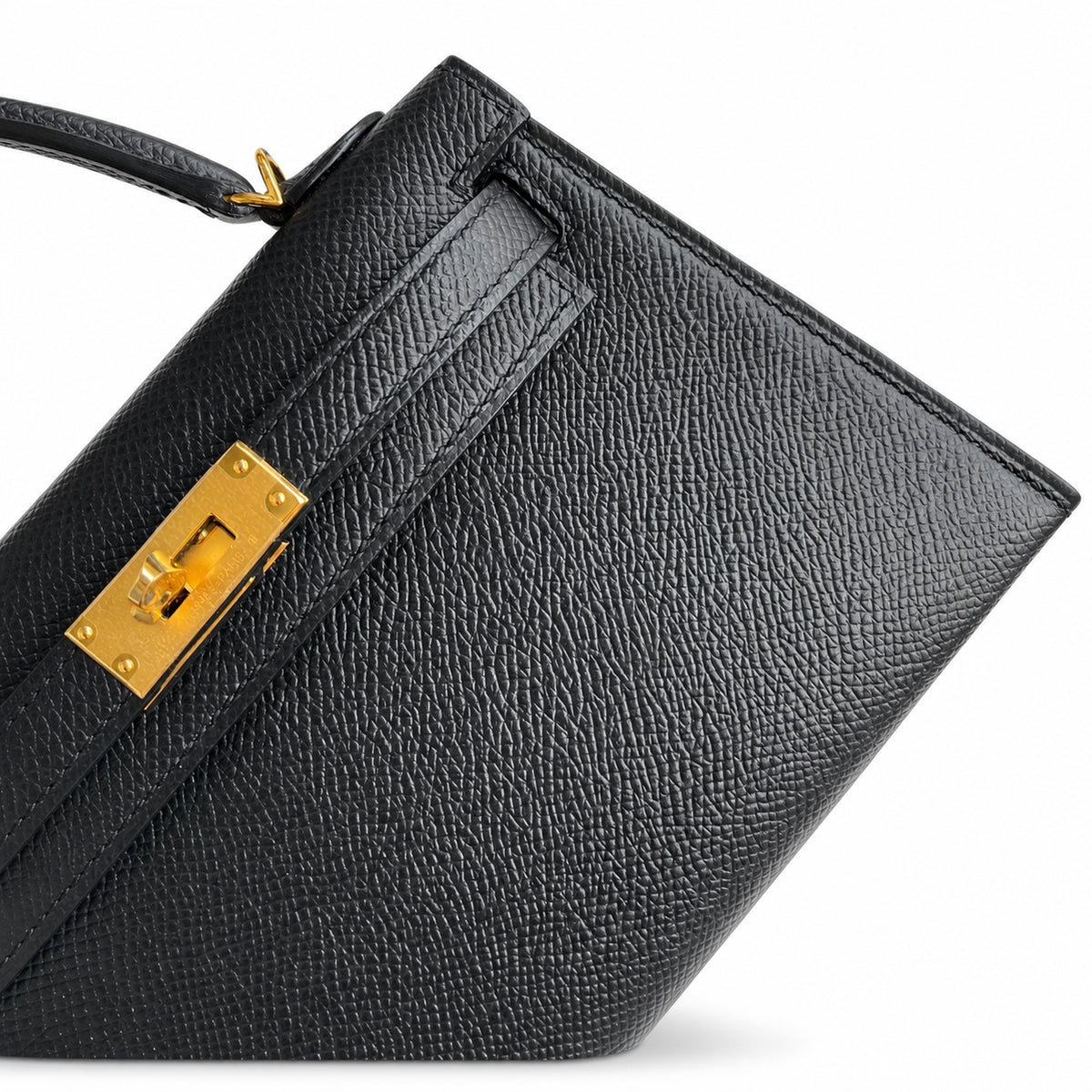 Mini Kelly II 19cm Epsom Leather Black Gold Buckle — Refined Mini Handbag