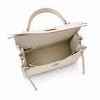 Kelly 28cm in Milkshake White Epsom Leather with Rose Gold Buckle Handmade — Elegant Structured Carry Style