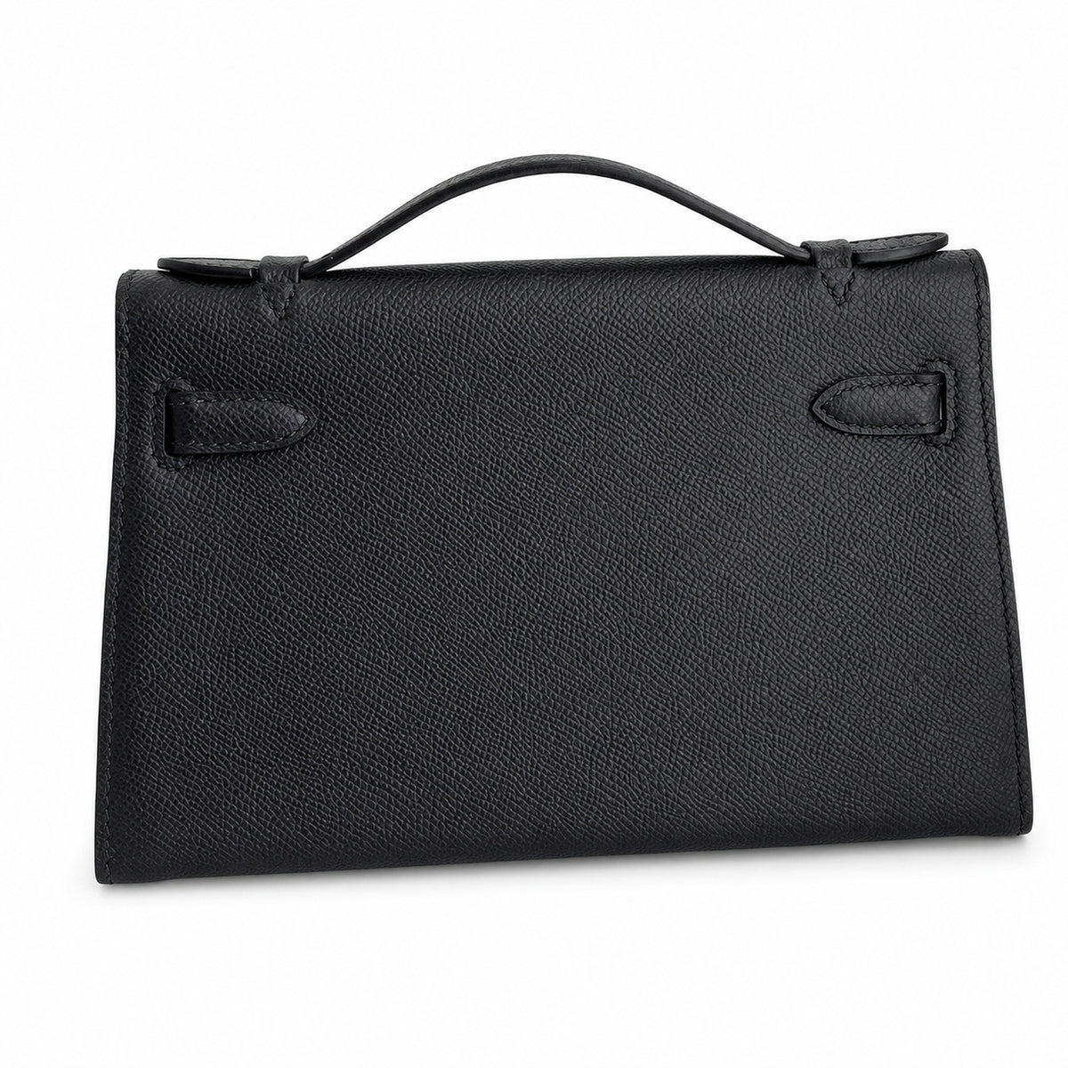 First generation handbag evening bag Kelly 22cm Epsom Leather Black Gold Buckle wax thread — Refined Top-Handle Bag