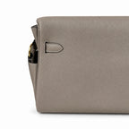 Kelly Messenger messenger bag for men and women, light gray Gold Buckle, imported leather, all-steel hand-waxed thread, the highest — Refined Top-Handle Bag