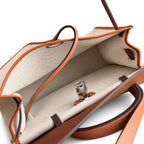 Canvas Body and Leather Trim Design: Herbag 31cm Saddle-Inspired Canvas Body with Leather Handle and Shoulder Strap