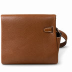 Kelly Messenger messenger bag for men and women, Fubao leather Gold Brown Silver Buckle, imported leather, all-steel hand-waxed thread, the highest — Versatile Structured Bag