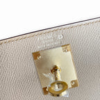 Kelly 28 Milk tea color with honey brown, Epsom with American color, Gold Buckle, hand sewing — Elegant Structured Carry Style