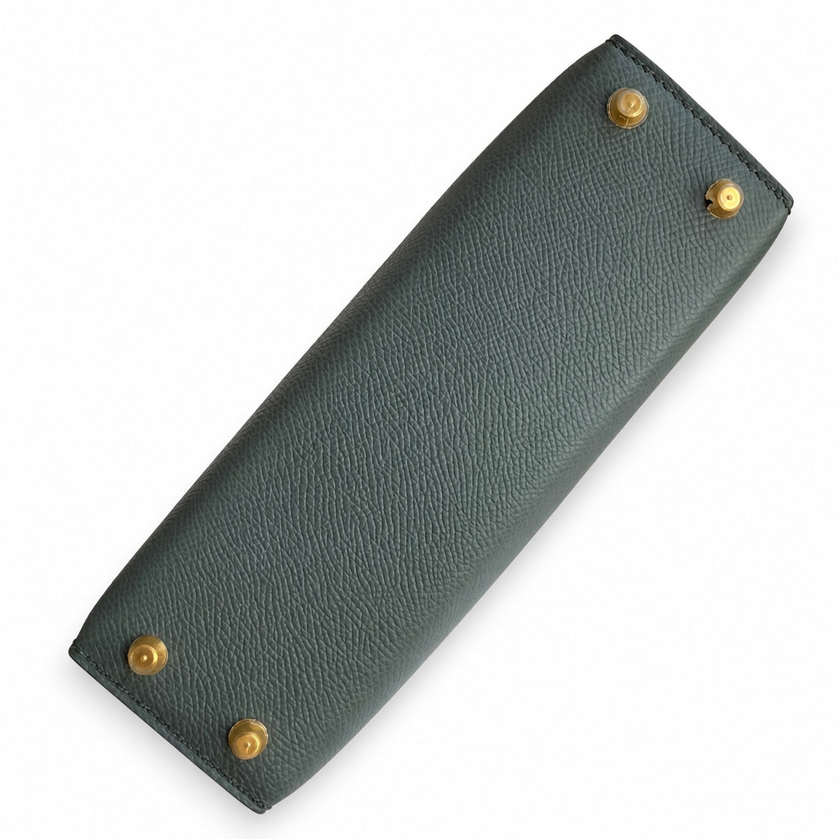 handmade Mini Kelly II 19cm imported Epsom Leather almond green Gold Buckle — Elegant Compact Carry Style